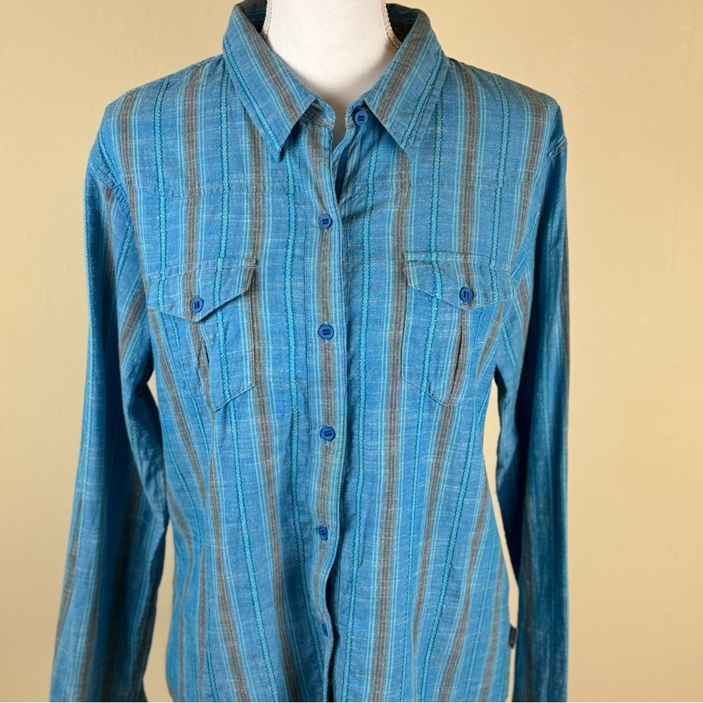 The Northface Women's Shirt XL Blue & Gray 100% Cotton 2 Pockets